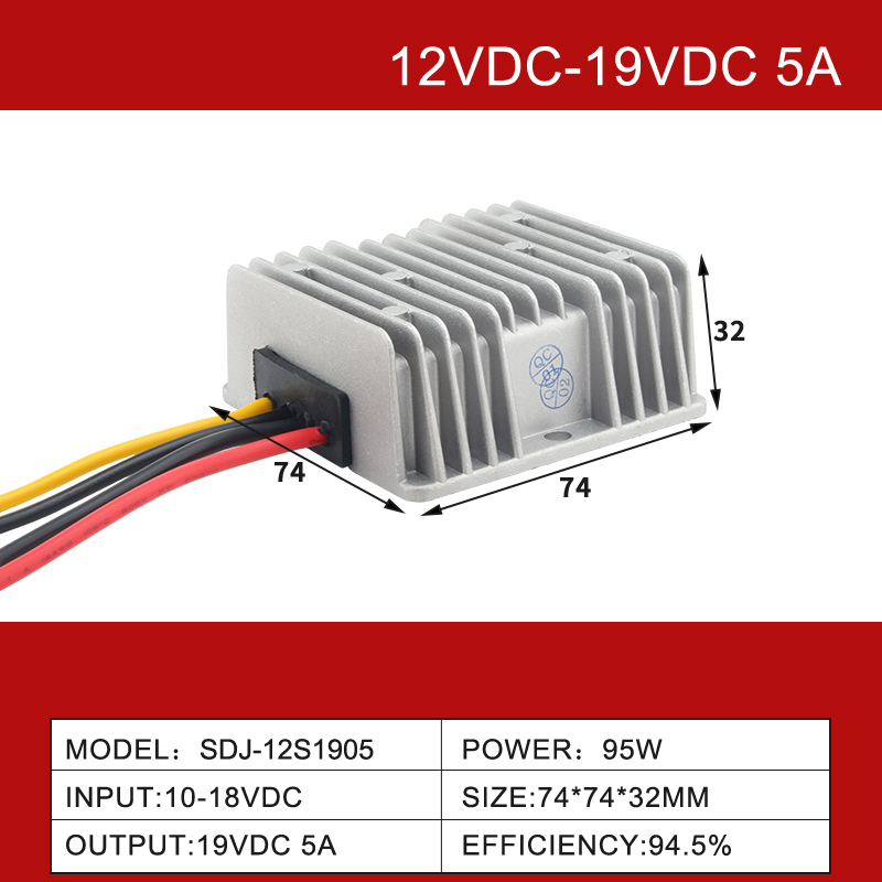 12V إلى 19VDC 3A إلى 30A غير معزول IP68 عالية الكفاءة للماء DC-DC محول 