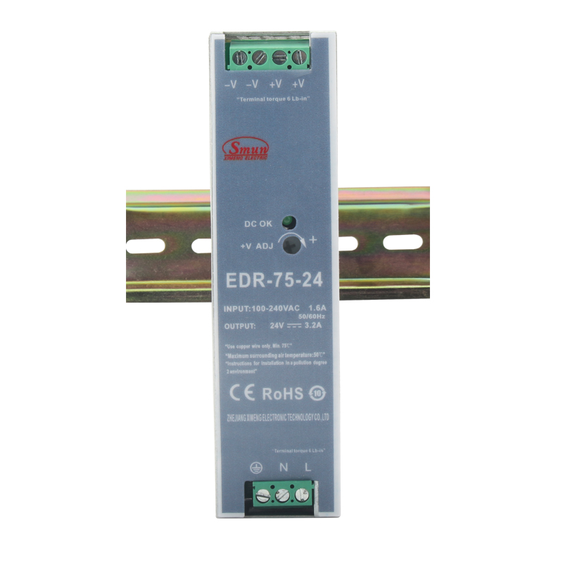 سلسلة EDR 75 وات 120 وات 150 وات اقتصادية رفيعة AC-DC Din Rail تحويل التيار الكهربائي SMPS