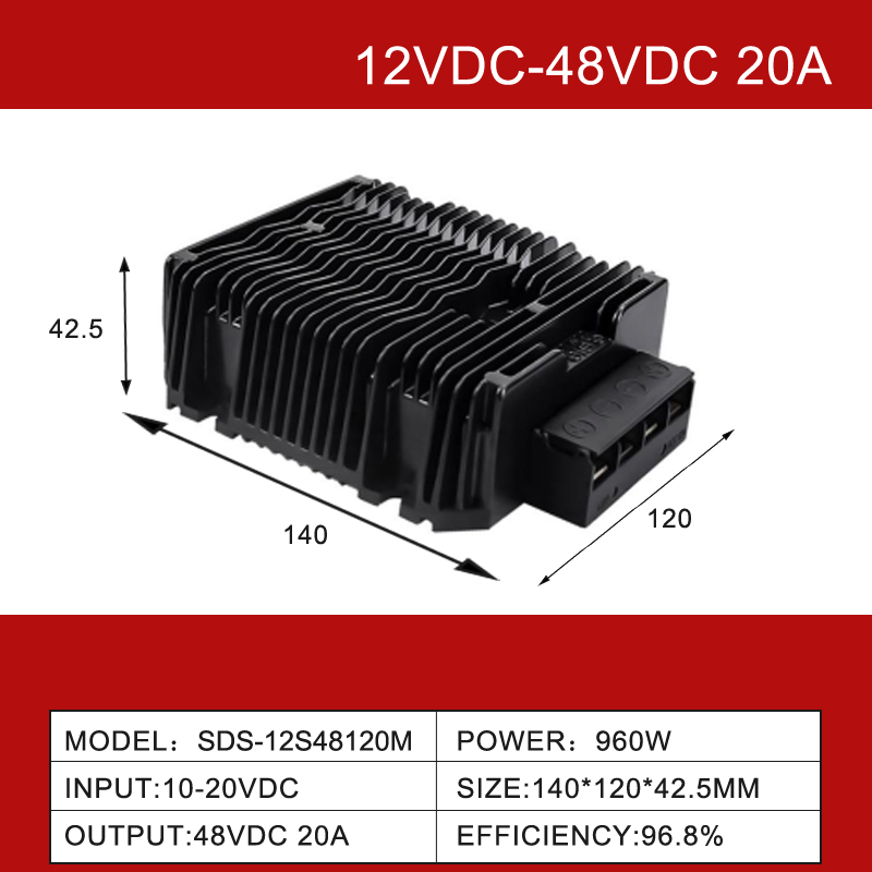 12V إلى 48V 1A إلى 20A مقاوم للماء دفعة DC-DC محول التيار الكهربائي للسيارة