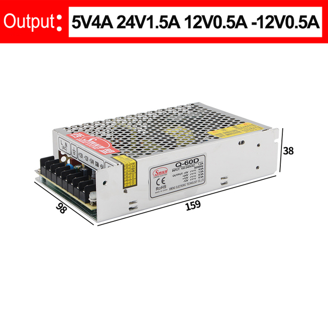 Q-60D 5V4A 12V1A 24V1A -12V1A رباعية الإخراج تحويل التيار الكهربائي