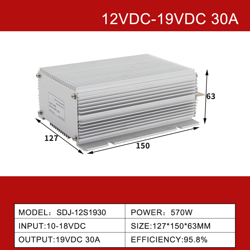 12V إلى 19VDC 3A إلى 30A غير معزول IP68 عالية الكفاءة للماء DC-DC محول 